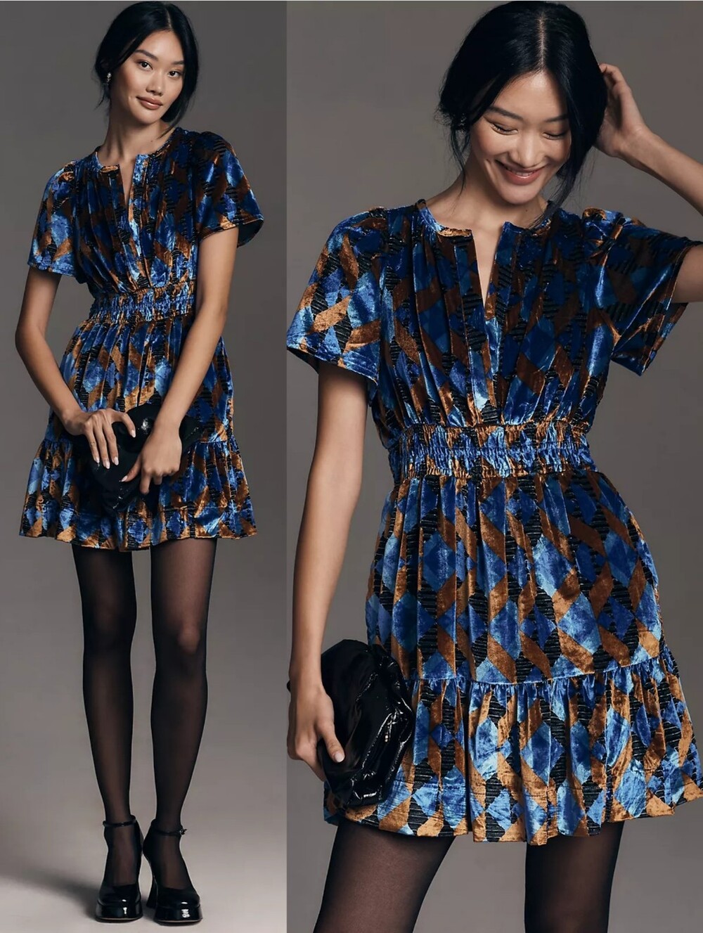Anthropologie Somerset Mini Dress Velvet Edition Size Large Petite LP